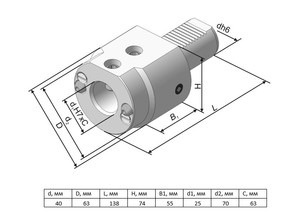 Держатель для инструмента c ц/х Е2-40x25 (291.342.132-01)